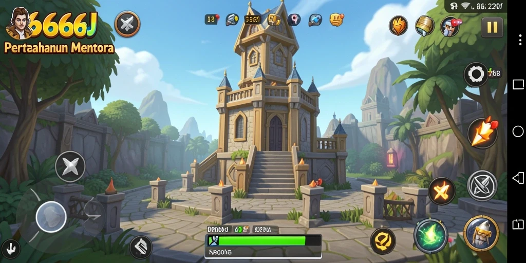 Screenshot gameplay Tower Defense yang intens dan menegangkan di 666J.