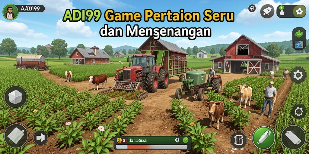 Tampilan gameplay ADI99 dengan grafik pertanian yang menarik.