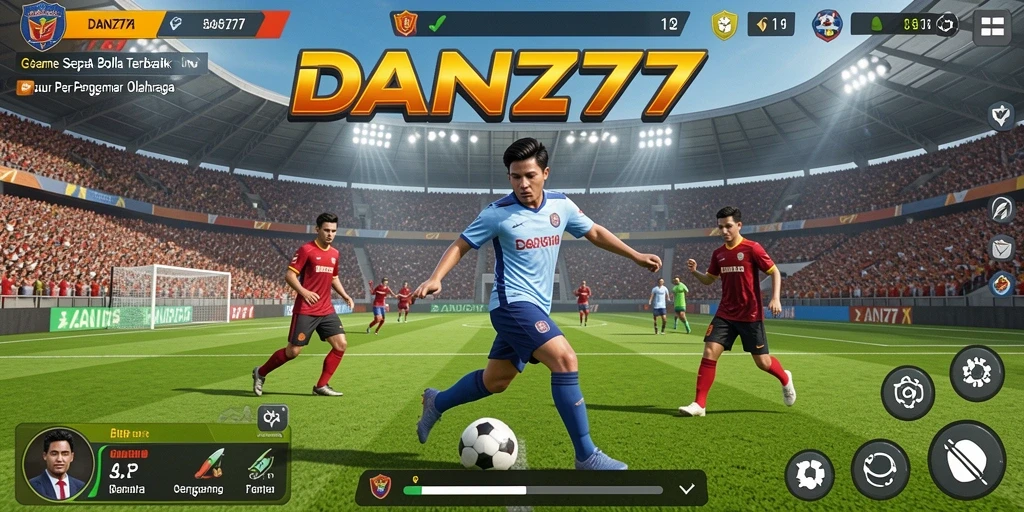 Tampilan gameplay mendebarkan dalam duel sepak bola.