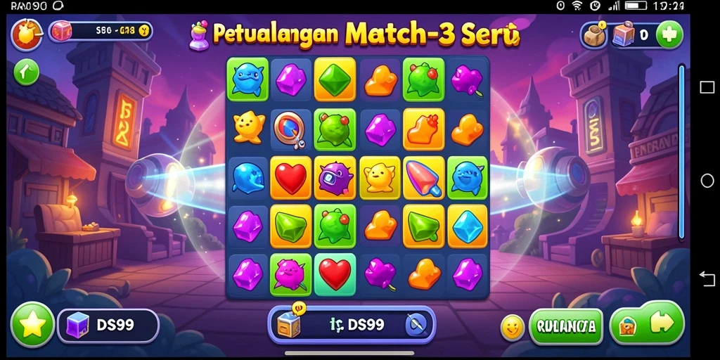 Tampilan gameplay penuh warna dan menantang di DS99.