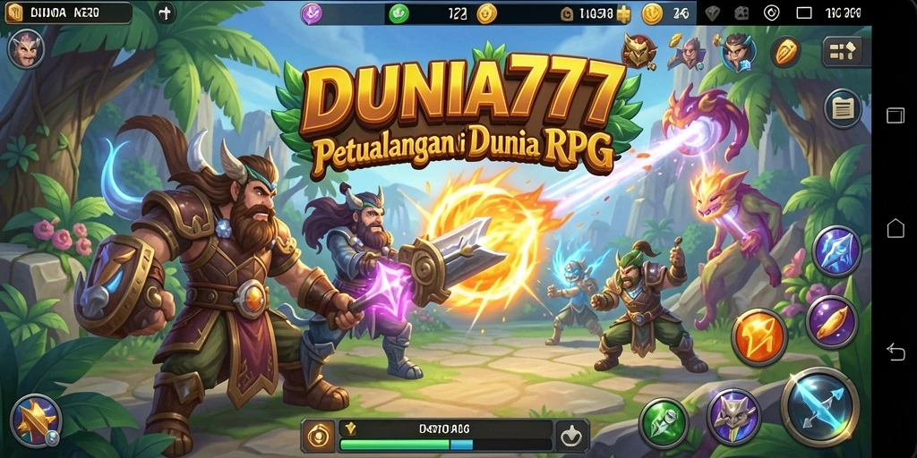 Tampilan menarik karakter dan pertarungan dalam DUNIA777.
