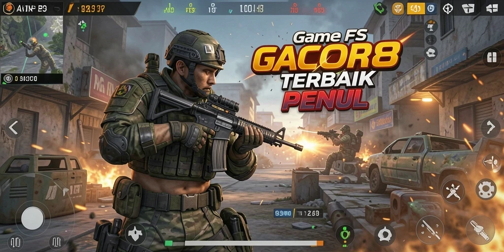 Tangkapan layar gameplay GACOR88 menunjukkan aksi mendebarkan pertempuran FPS.