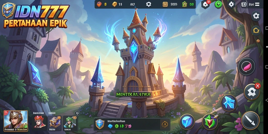 Screenshot dari gameplay IDN777 Tower Defense yang menegangkan.