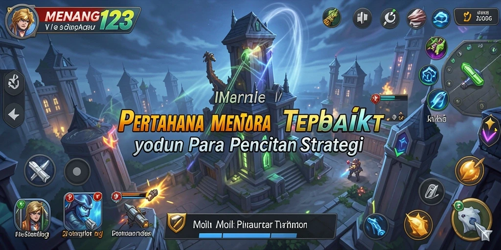 Tampilan gameplay MENANG123 dengan aksi strategi menara yang seru.