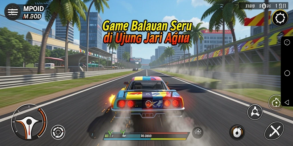 Tampilan gameplay MPOID saat balapan mendebarkan dengan grafik menawan.