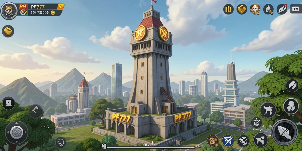 Screenshot gameplay PF777 yang menampilkan aksi Tower Defense mendebarkan.