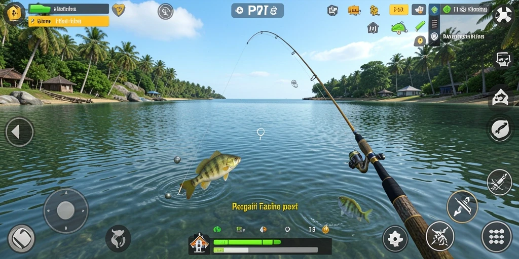 Screenshot gameplay PP7 menampilkan aksi seru dalam memancing.