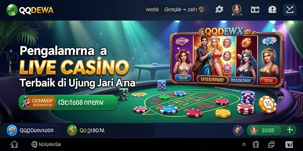 Screenshot gameplay Live Casino di QQDEWA yang menunjukkan dealer profesional.