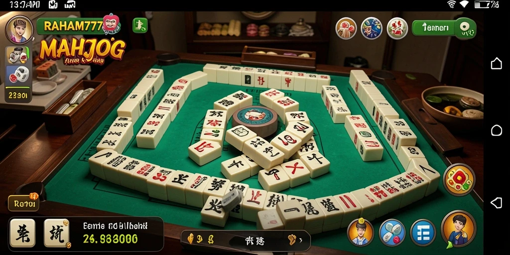 Tampilan gameplay menarik di RAHAM777 dengan desain ubin Mahjong.