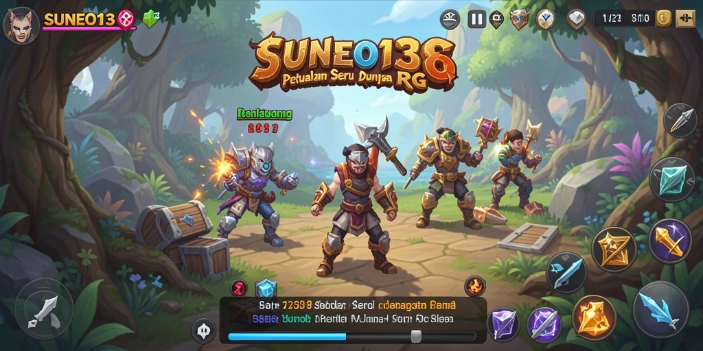 Screenshot utama SUNEO138 menunjukkan aksi pertarungan RPG yang mendebarkan.